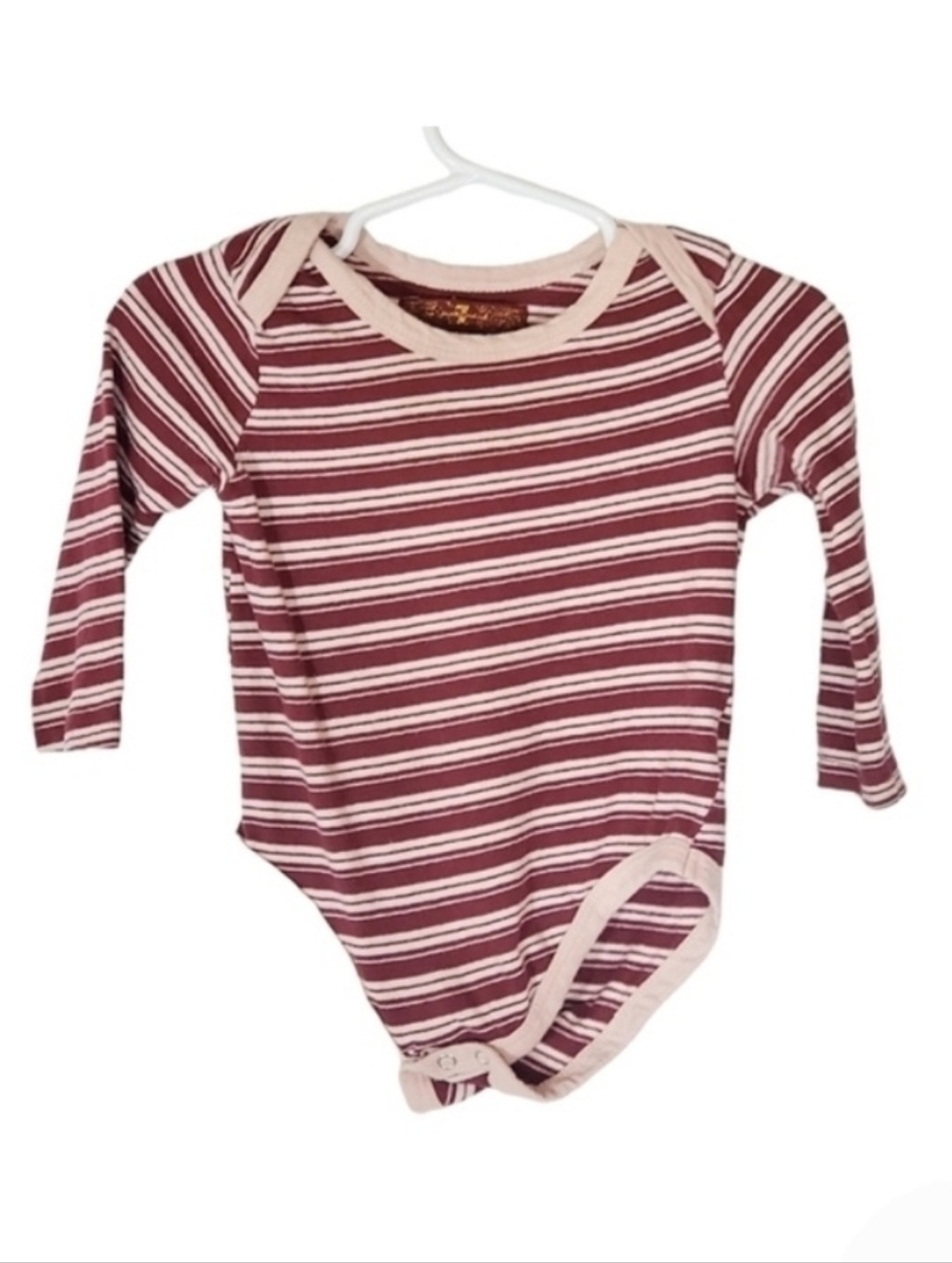 K1275 * 7 For All Mankind Baby Striped Bodysuit Blush Red Size 6/9M